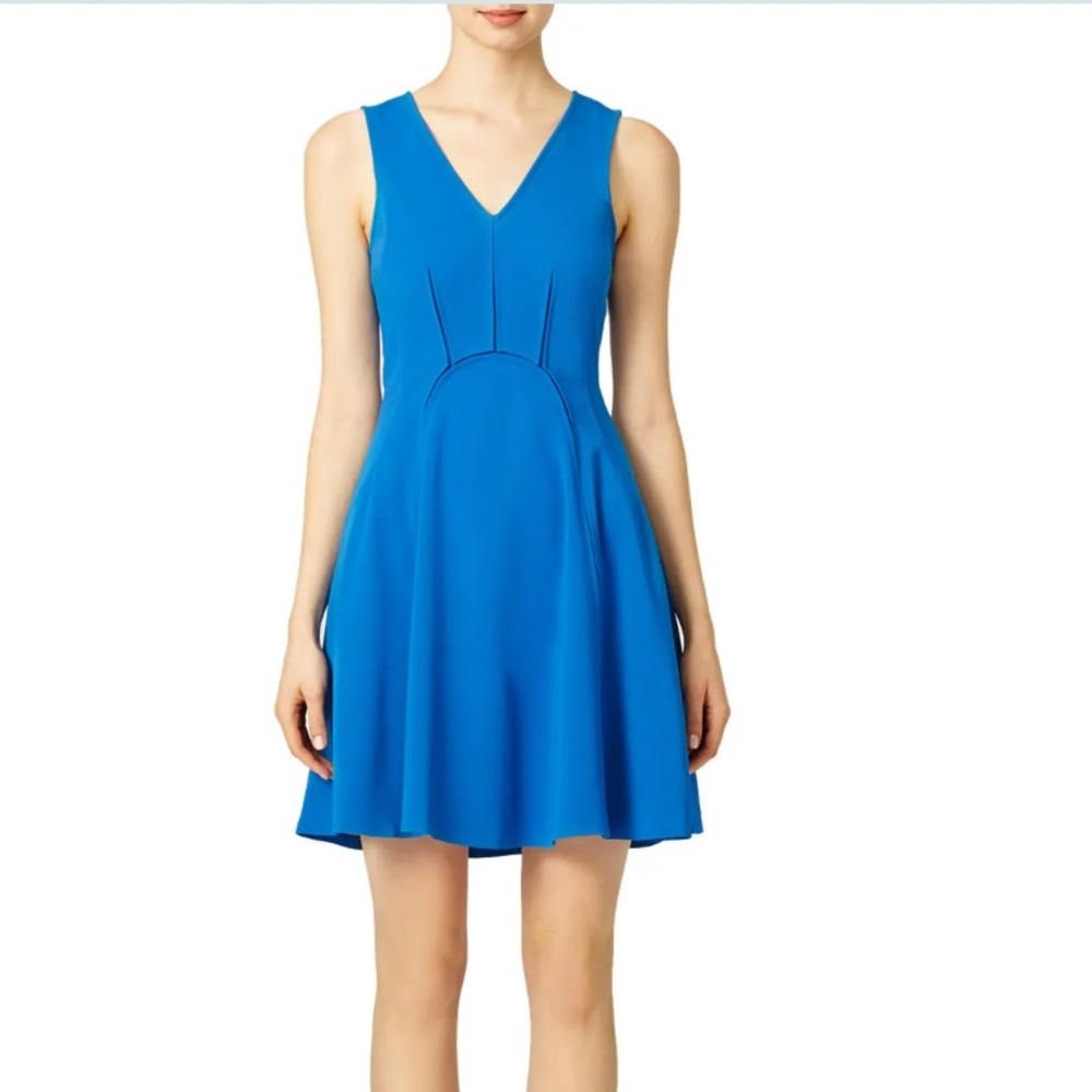 Rebecca Taylor Blue Anchor Sleeveless V-Neck A-line Blue Midi Dress Size 10